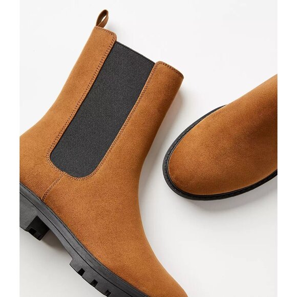 Ann Taylor LOFT Womens Size 8 Lug Sole Chelsea Booties in Chestnut Brown $155 - Picture 2 of 11